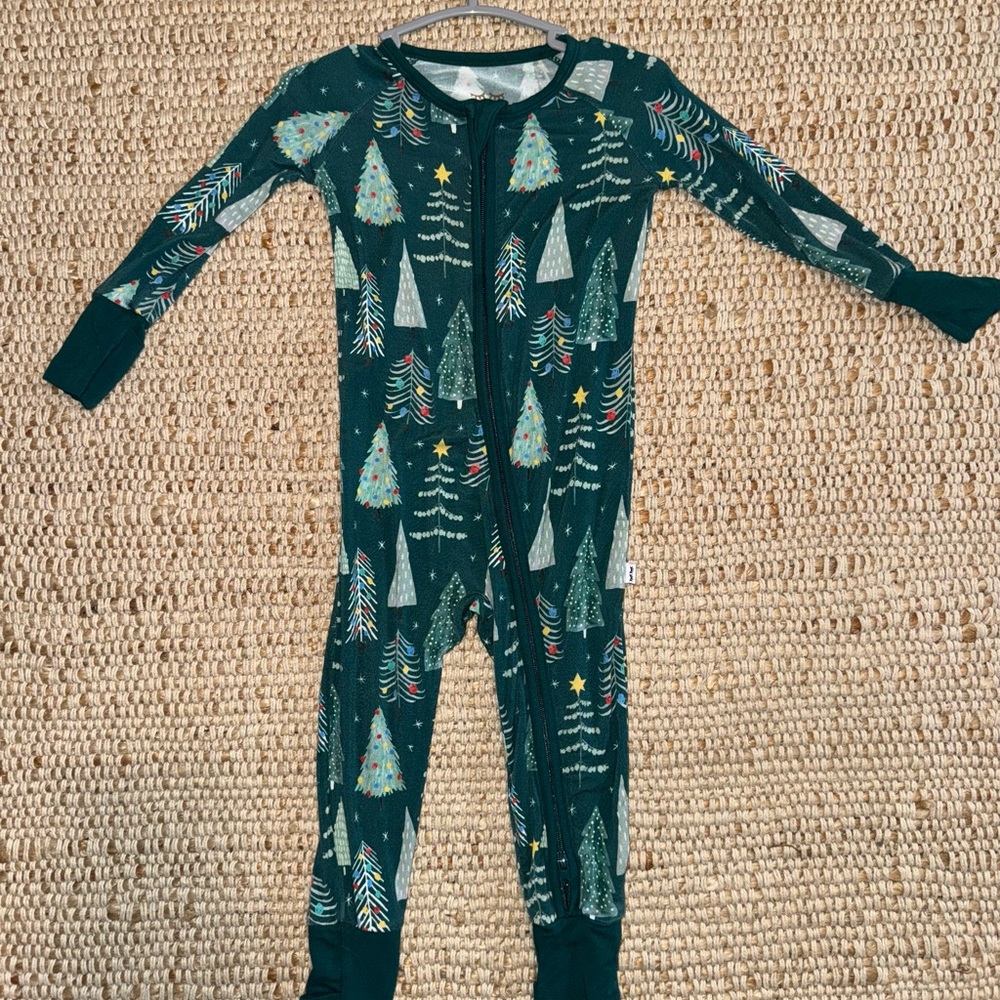 Little Sleepies Green Christmas trees 6-12 month zippy